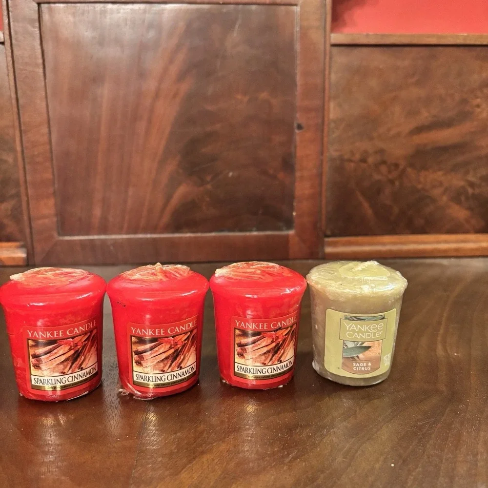 Yankee Candle Votive Candles Lot‎ 4 Sparkling Cinnamon Sage Citrus